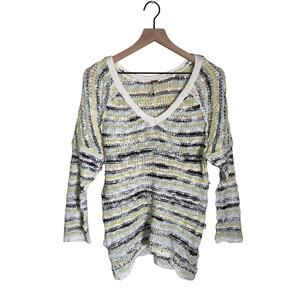 FREE PEOPLE oversized crochet knit V-neck Grandma style cottage core sweater S